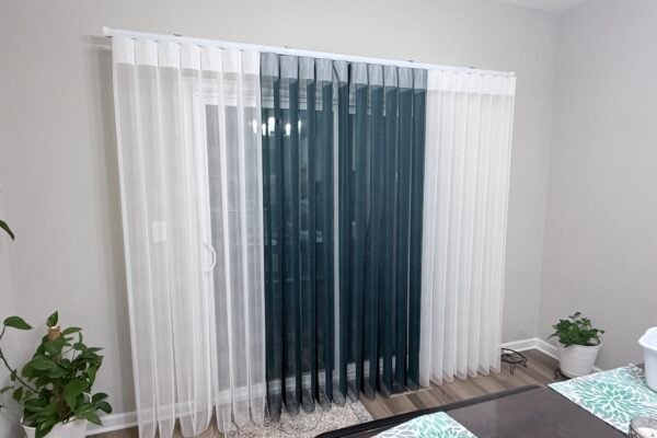 Patio Blinds with White and Green Combination